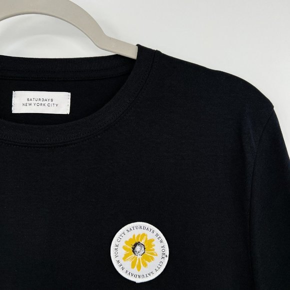 Saturdays NYC Men's Daisy Patch Short Sleeve T-Shirt Crew Neck Black sz XS NWT - Picture 4 of 8
